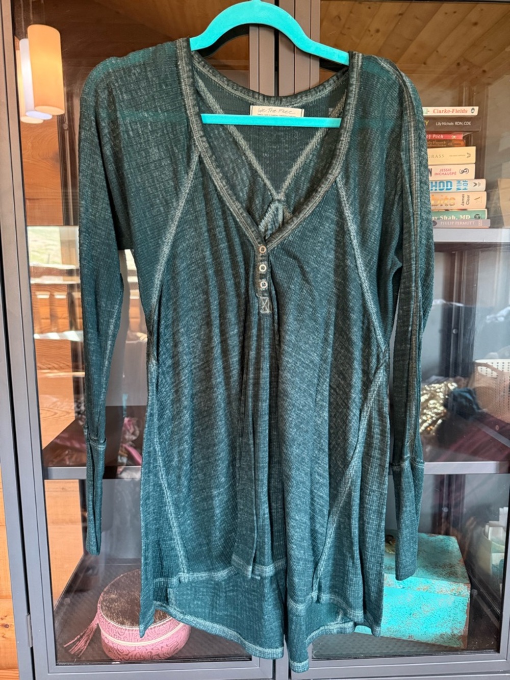 We The Free Teal Knit Henley Tunic
